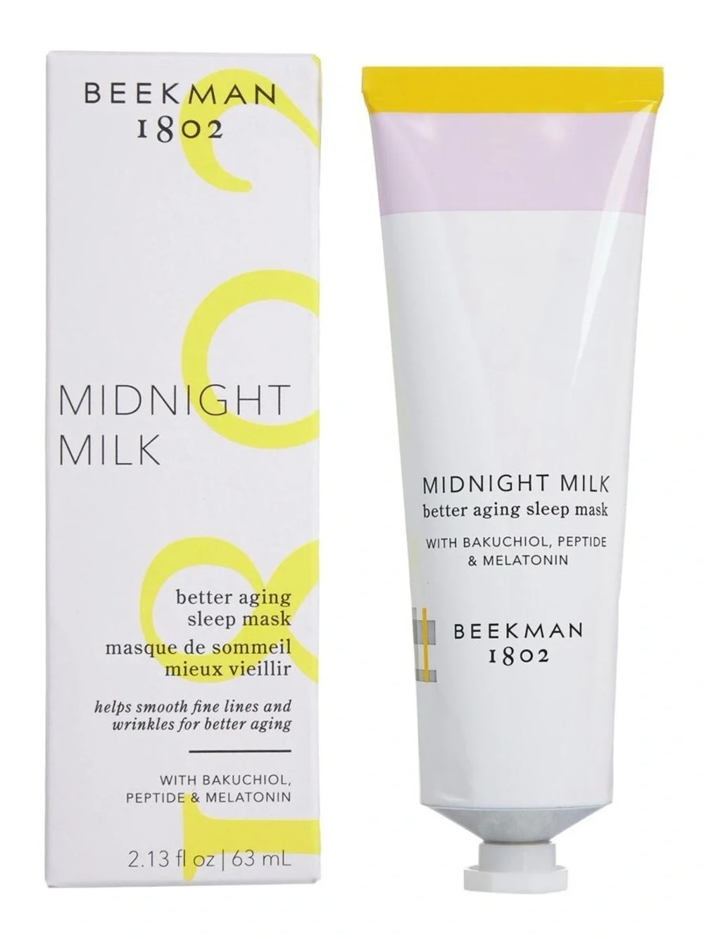 Beekman 1802 Midnight Milk Sleep Mask - White & Yellow